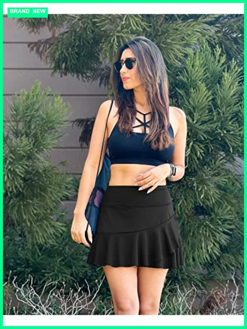 Tennis Skirt with High Waist and Pockets Ruffle Athletic Skort with Inner Shorts